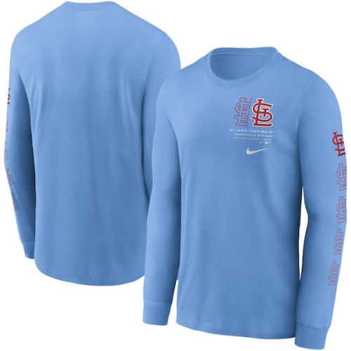 St. Louis Cardinals Nike Team Slider Tri-Blend Long Sleeve T-Shirt - Light Blue