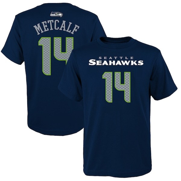 DK Metcalf Seattle Seahawks Youth Mainliner Name & Number T-Shirt - College Navy