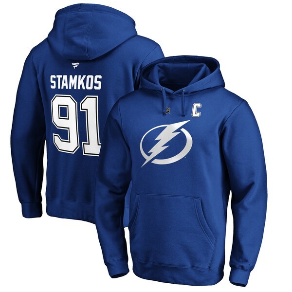 Steven Stamkos Tampa Bay Lightning Fanatics Branded Authentic Stack Name & Number Pullover Hoodie - Blue