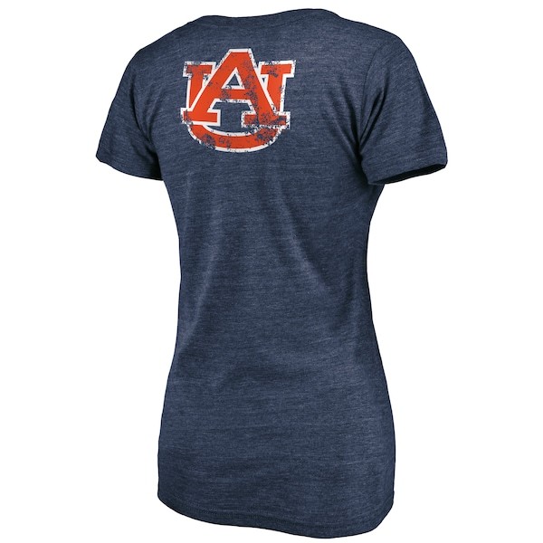 Auburn Tigers Fanatics Branded Women's Slab Serif Space Dye Tri-Blend V-Neck T-Shirt - Navy