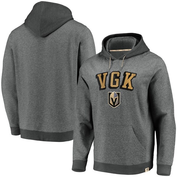 Vegas Golden Knights Fanatics Branded True Classics Signature Fleece Pullover Hoodie - Heathered Gray/Charcoal