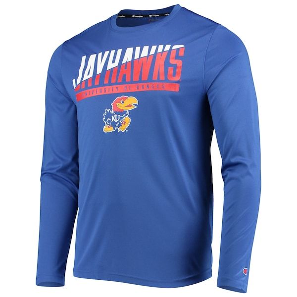 Kansas Jayhawks Champion Wordmark Slash Long Sleeve T-Shirt - Royal