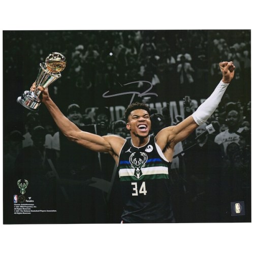 Giannis Antetokounmpo Milwaukee Bucks Fanatics Authentic Autographed 11" x 14" 2021 NBA Finals Trophy Spotlight Photograph
