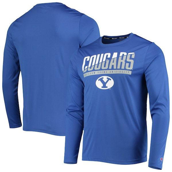 BYU Cougars Champion Wordmark Slash Long Sleeve T-Shirt - Royal
