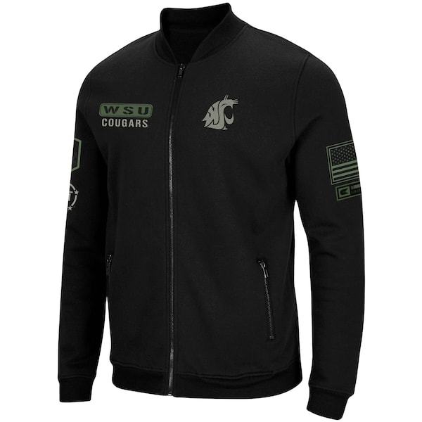 Washington State Cougars Colosseum OHT Military Appreciation High-Speed Bomber Full-Zip Jacket - Black