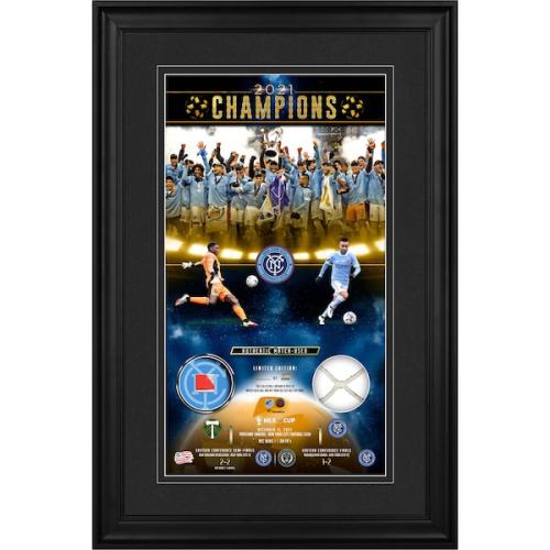 New York City FC Fanatics Authentic Framed 10" x 18" 2021 MLS Cup Champions Collage with a Piece of Match-Used Ball and Net - Limited Edition of 200