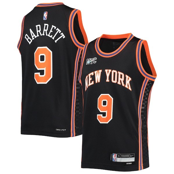 RJ Barrett New York Knicks Nike Youth 2021/22 Swingman Jersey - City Edition - Black