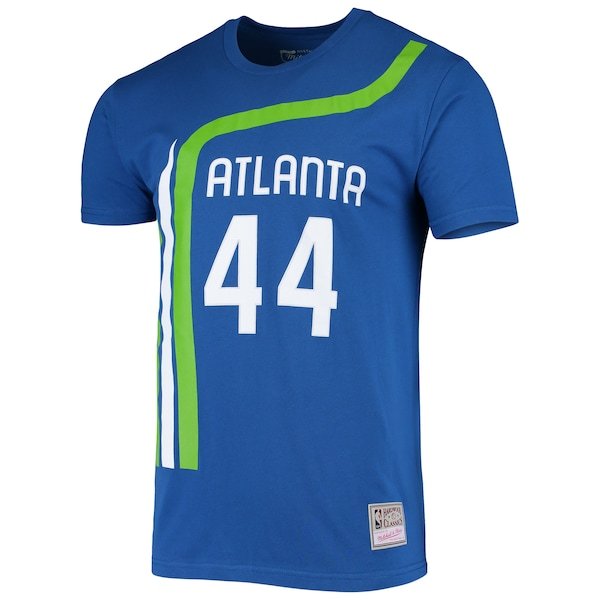 Pete Maravich Atlanta Hawks Mitchell & Ness Hardwood Classics Stitch Name & Number T-Shirt - Blue