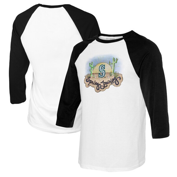 Seattle Mariners Tiny Turnip Youth 2022 Spring Training 3/4 Sleeve Raglan T-Shirt - White/Black