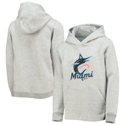 Miami Marlins Youth Primary Team Logo Pullover Hoodie - Heathered Gray