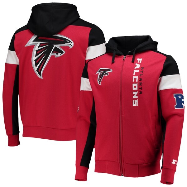 Atlanta Falcons Starter Logo Extreme Full-Zip Hoodie - Red/Black
