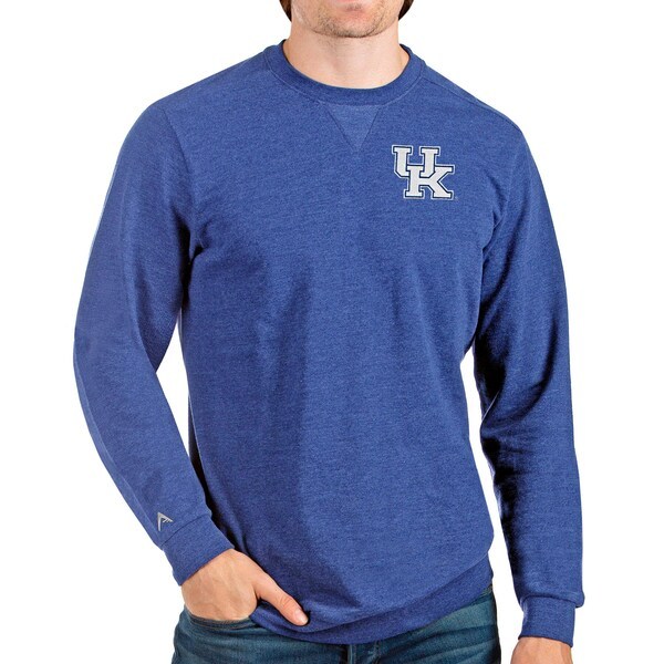 Kentucky Wildcats Antigua Reward Crewneck Pullover Sweatshirt - Heathered Royal