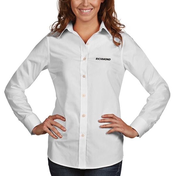 Antigua Women's Richmond Raceway Dynasty Woven Button Down Long Sleeve Shirt - White