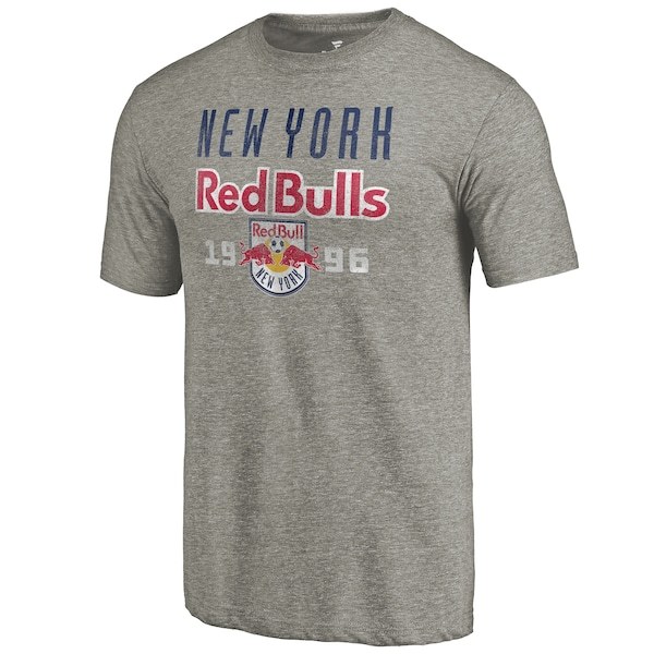 New York Red Bulls Fanatics Branded Antique Stack Tri-Blend T-Shirt - Gray