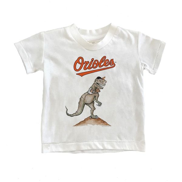 Baltimore Orioles Tiny Turnip Toddler TT Rex T-Shirt - White