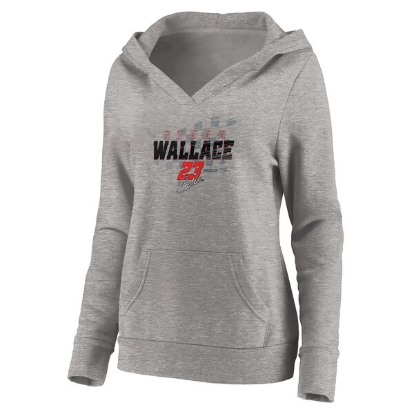 Bubba Wallace Fanatics Branded Women's Difference Maker V-Neck Pullover Hoodie - Heathered Gray
