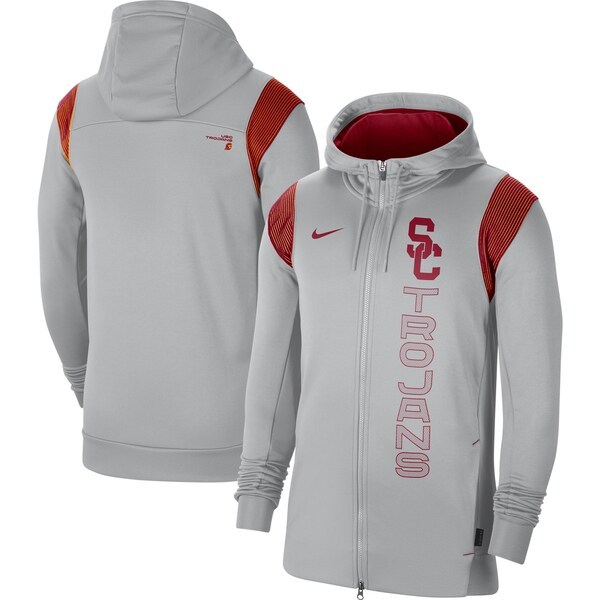 USC Trojans Nike 2021 Sideline Performance Full-Zip Hoodie - Gray