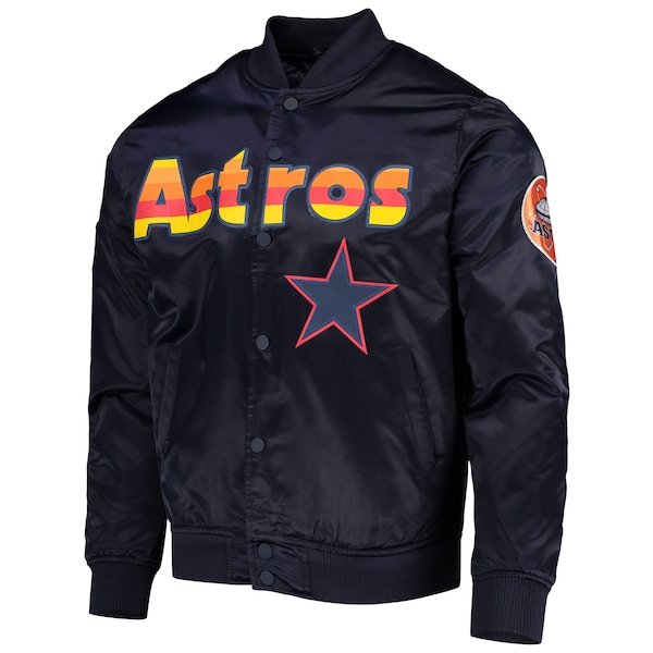 Houston Astros Pro Standard Wordmark Satin Full-Snap Jacket - Navy