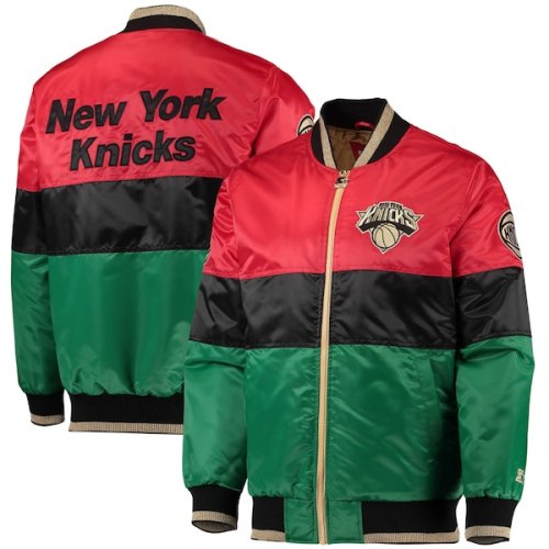 New York Knicks Starter Black History Month NBA 75th Anniversary Full-Zip Jacket - Red/Black/Green