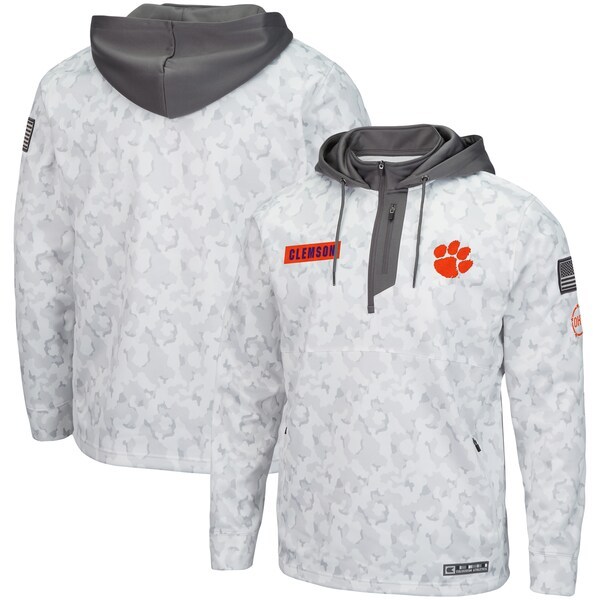 Clemson Tigers Colosseum OHT Military Appreciation Quarter-Zip Hoodie - Arctic Camo