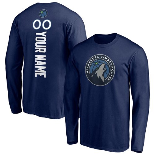 Minnesota Timberwolves Fanatics Branded Playmaker Personalized Name & Number Long Sleeve T-Shirt - Navy