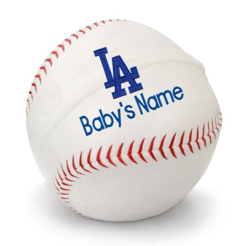 Los Angeles Dodgers Personalized Plush Baby Baseball - White