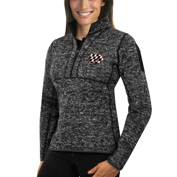 Iowa Speedway Antigua Women's State Fortune Half Zip Pullover Jacket - Black