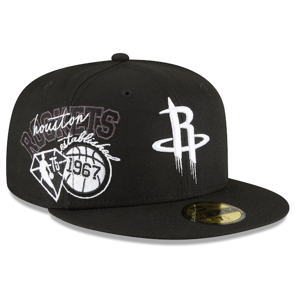 Houston Rockets New Era Back Half Team 59FIFTY Fitted Hat - Black