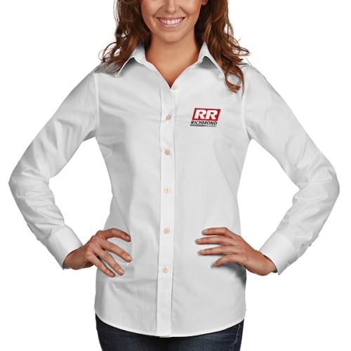 Antigua Women's Richmond Raceway Logo Dynasty Woven Button Down Long Sleeve Shirt - White