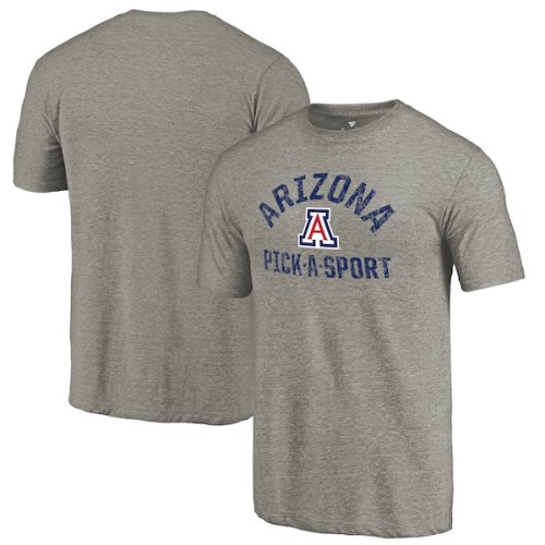Arizona Wildcats Fanatics Branded Distressed Pick-A-Sport Tri-Blend Sleeve T-Shirt - Ash