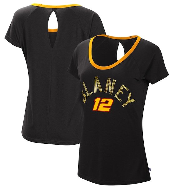 Ryan Blaney Touch by Alyssa Milano Women's Starting Lineup Scoop Neck T-Shirt - Black/Yellow