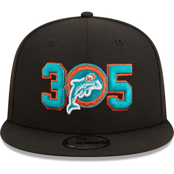 Miami Dolphins New Era Historic Logo Three Zero Five 9FIFTY Snapback Hat - Black