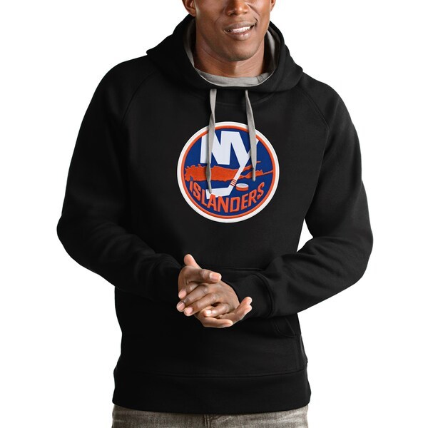 New York Islanders Antigua Logo Victory Pullover Hoodie - Black