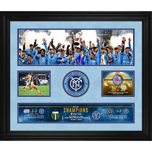 New York City FC Fanatics Authentic Framed 20'' x 24'' 2021 MLS Cup Champions Collage with a Piece of Match-Used Ball - Limited Edition of 200