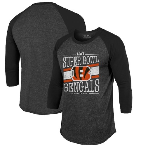 Cincinnati Bengals Majestic Threads Super Bowl LVI Bound Prime Time Tri-Blend 3/4-Sleeve Raglan T-Shirt - Black