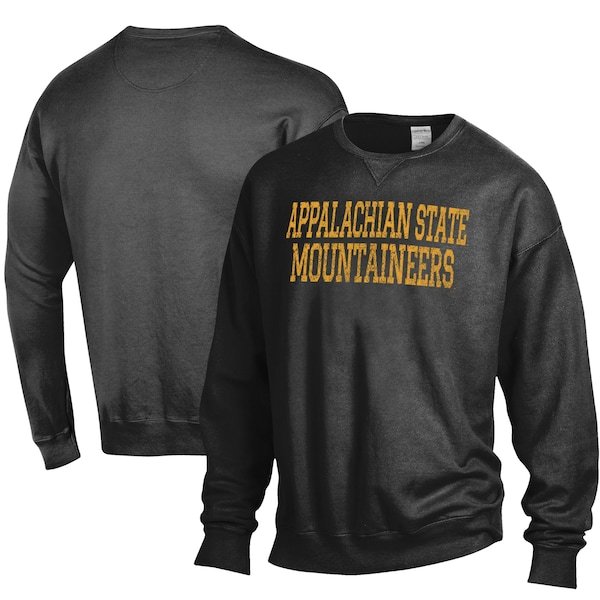 Appalachian State Mountaineers ComfortWash Stack Garment Dyed Crewneck Pullover Sweatshirt - Black
