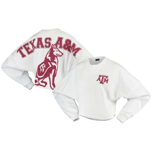Texas A&M Aggies Women's Raw Hem Cropped Spirit Jersey Long Sleeve T-Shirt - White