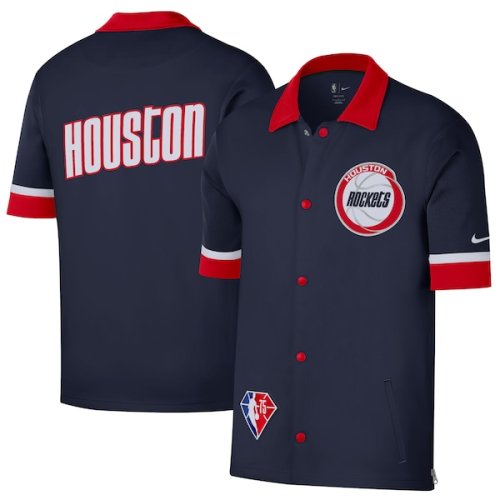 Houston Rockets Nike 2021/22 City Edition Therma Flex Showtime Short Sleeve Full-Snap Collar Jacket - Navy/Red