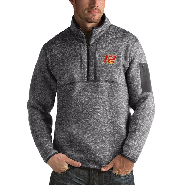 Ryan Blaney Antigua Fortune Quarter-Zip Pullover Jacket - Charcoal