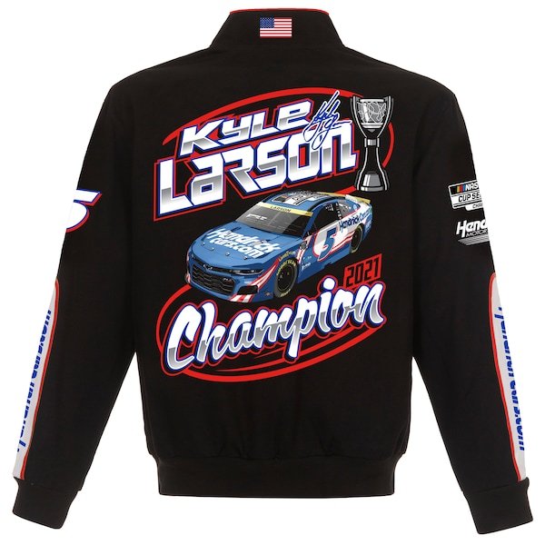 Kyle Larson JH Design 2021 NASCAR Cup Series Champion Twill Full-Snap Jacket - Black