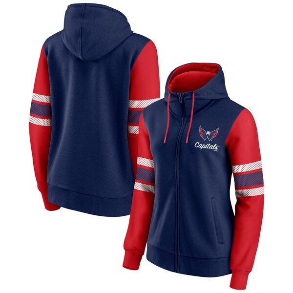 Washington Capitals Fanatics Branded Women's Script Fleece Full-Zip Hoodie - Navy/Red