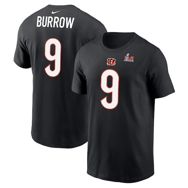 Joe Burrow Cincinnati Bengals Nike Super Bowl LVI Bound Name & Number T-Shirt - Black