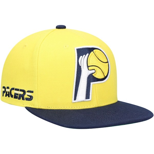 Indiana Pacers Mitchell & Ness Hardwood Classics XL Wordmark Snapback Hat - Gold