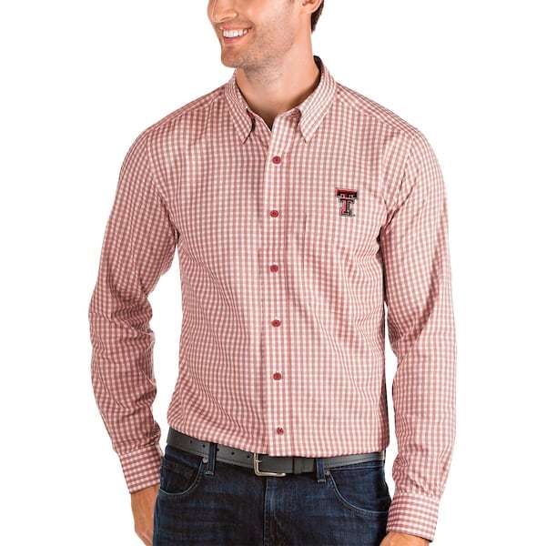 Texas Tech Red Raiders Antigua Structure Woven Button-Up Long Sleeve Shirt - Red