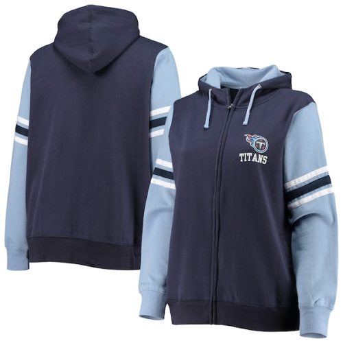 Tennessee Titans Fanatics Branded Women's Plus Size Primary Logo Script Full-Zip Hoodie - Navy/Light Blue