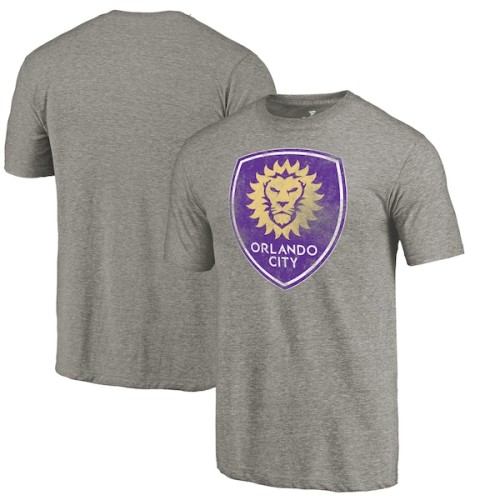 Orlando City SC Fanatics Branded Distressed Primary Logo Tri-Blend T-Shirt - Gray