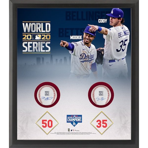 Cody Bellinger and Mookie Betts Los Angeles Dodgers Fanatics Authentic Framed Autographed 2020 World Series Two Baseball Shadowbox