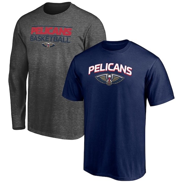 New Orleans Pelicans Fanatics Branded T-Shirt Combo Set - Navy/Heathered Charcoal