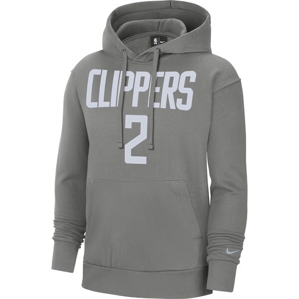 Kawhi Leonard LA Clippers Nike 2020/21 Earned Edition Name & Number Pullover Hoodie - Gray