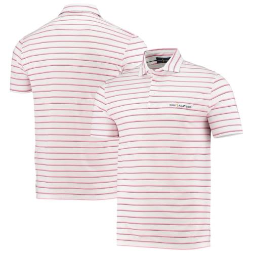 THE PLAYERS Polo Golf Tour Pique Striped Polo - White/Pink